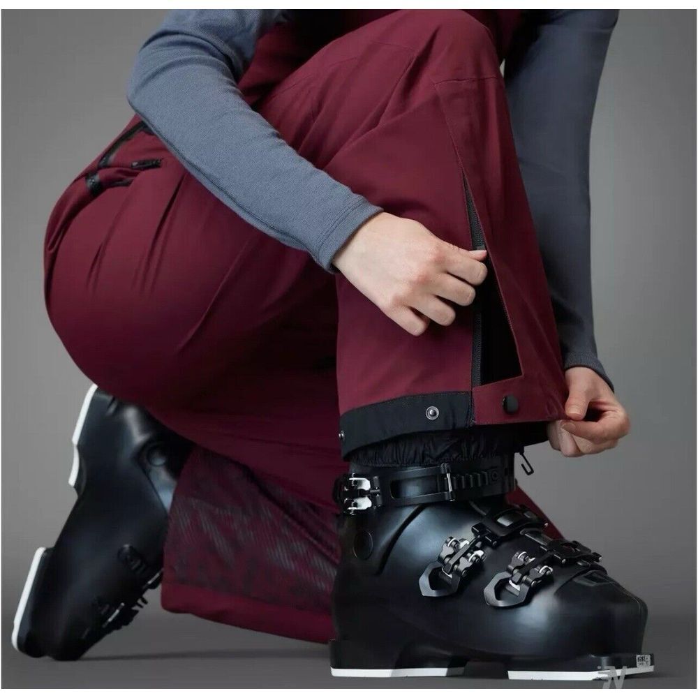 adidas Burgundy Ski Bib Pants with Black Straps - Picture 4 of 15
